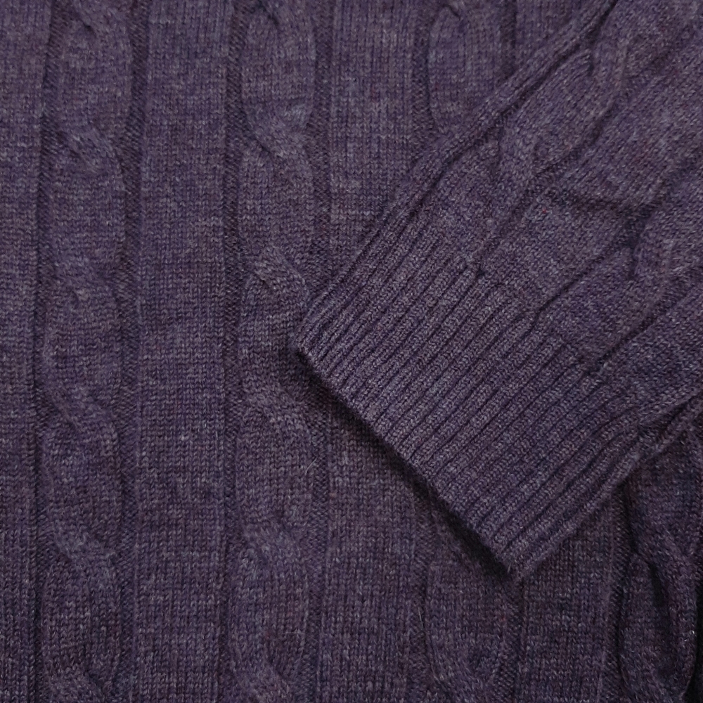 GANT Men's Crew Neck Cable Knit Jumper Sweater Size Large 100% Lambswool Purple - Picture 8 of 11